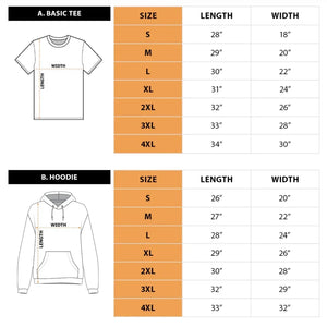 sizechart for whiskey tshirt sku