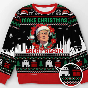 Let’s Make Christmas Wonderful Again - US Election Ugly Sweatshirt - Unisex Wool Jumper - Christmas Gift For Conservative Supporters