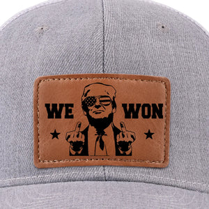 A Confident New Direction - US Elections Leather Patch Hat - Gift For Conservative Supporters