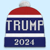 His Leadership Strengthens Our Resolve - US Election Christmas Beanie Hat - Christmas Gift For Conservative Supporters