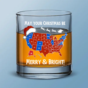 Christmas Is Red, So Is America - US Election Whiskey Glass - Gift For Conservative Supporters