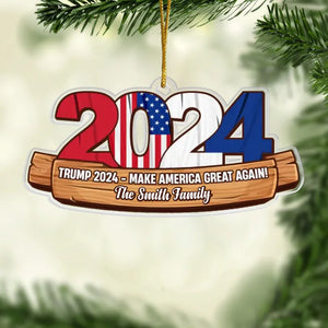 Keep The Momentum Going Strong - US Election Acrylic Custom Shaped Ornament - Christmas Gift And Decor For Conservative Supporters