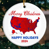 Happy Red Holidays - US Election Ceramic Round Shaped Ornament - Gift For Conservative Supporters