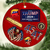 Proudly Display Your Support This Christmas - US Election 3D Inflated Effect Printed Ceramic Round Shaped Ornament - Gift For Conservative Supporters