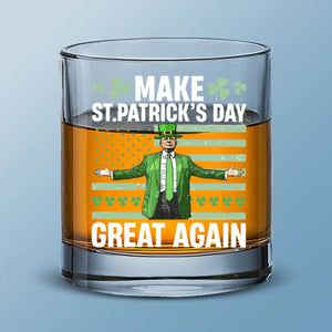 Green, Gold, And Great Again - US Patriotic Pride Whiskey Glass - Gift For Conservative Supporters