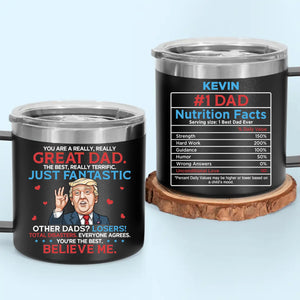 American Pride For The Best Dad - US Patriotic Pride 14oz Stainless Steel Tumbler With Handle