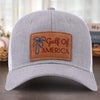 Sun, Sand, And American Pride - US Patriotic Pride Leather Patch Hat - Gift For Conservative Supporters