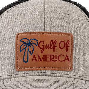 Sun, Sand, And American Pride - US Patriotic Pride Leather Patch Hat - Gift For Conservative Supporters