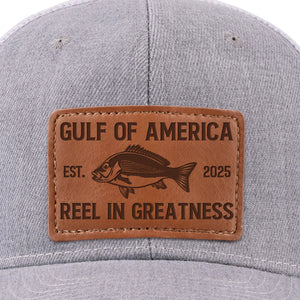 Reel In Greatness - US Patriotic Pride Leather Patch Hat - Gift For Conservative Supporters