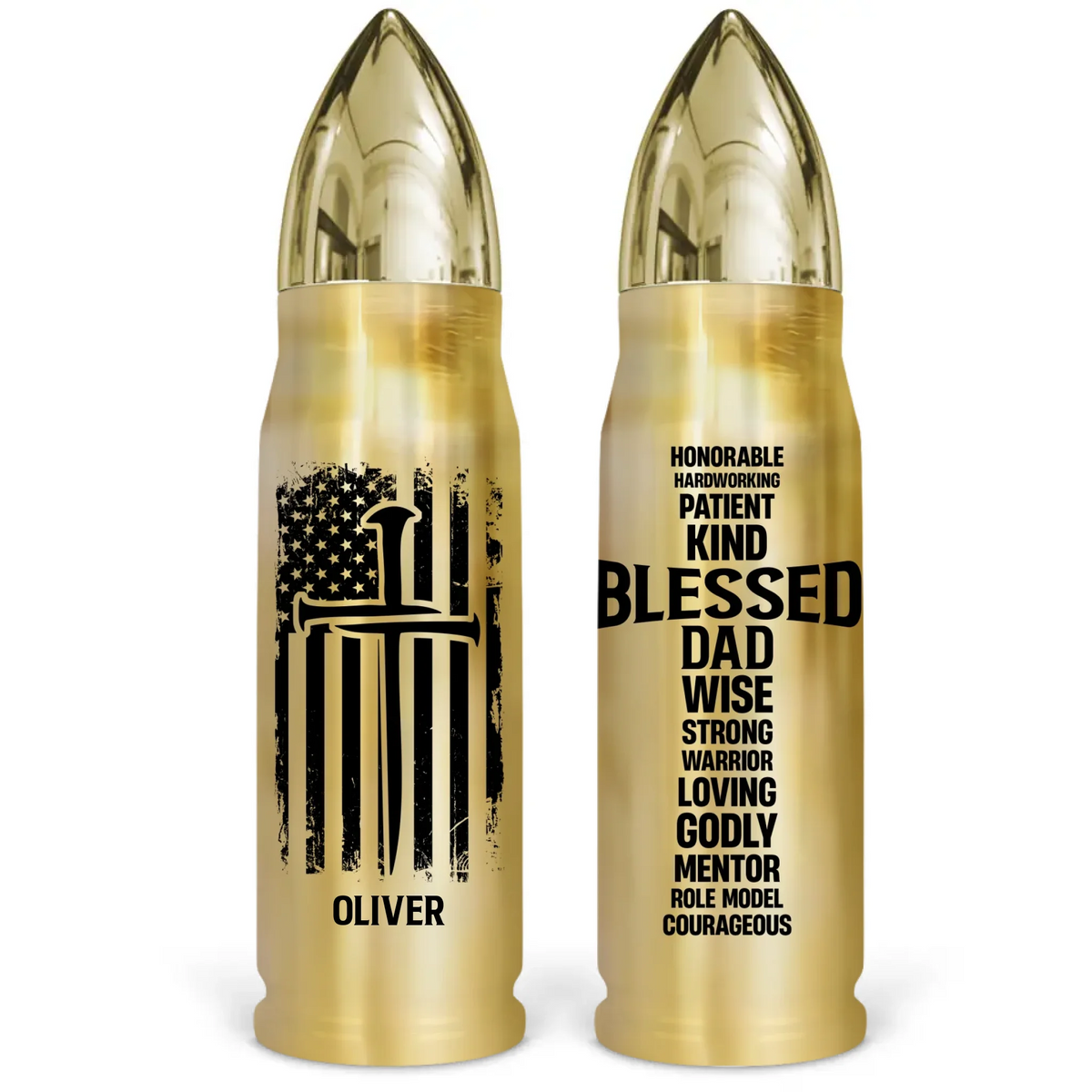 Blessed Dad, Honored Always - US Patriotic Pride Bullet Tumbler