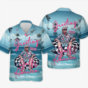 Living The Gulf life - US Patriotic Pride Unisex Tropical Hawaiian Aloha Shirt, Summer Vacation Gift For Conservative Supporters