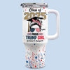 Proud Of Red-Wave Girl - US Patriotic Pride 40 Oz Stainless Steel Tumbler With Handle - Gift For Best Friends, BFF, Sisters