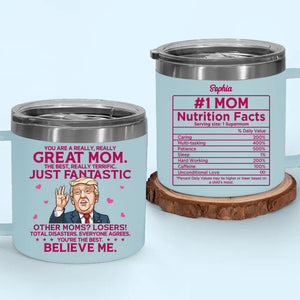 World-Class Mom, Everyone Says So - US Patriotic Pride 14oz Stainless Steel Tumbler With Handle