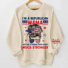 Normal Mom But Much Stronger - US Patriotic Pride Unisex Sweatshirt, Hoodie With Design On Sleeve