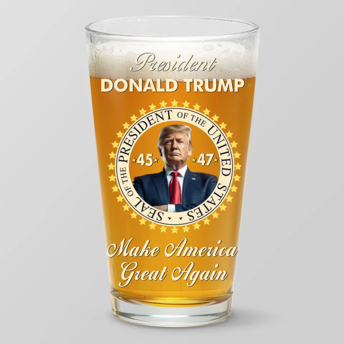 Proven Once, Unstoppable Twice - US Patriotic Pride Beer Glass