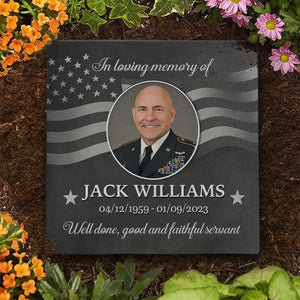 Custom Photo You're A Good And Faithful Servant - US Patriotic Pride Square Shaped Memorial Stone