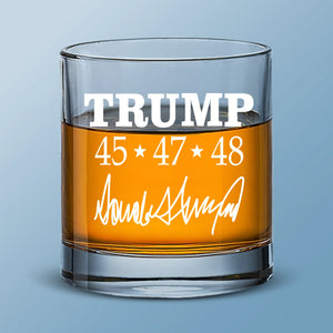 45-47-48, History On The Rocks - US Patriotic Pride Whiskey Glass - Gift For Conservative Supporters