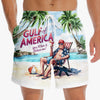 Love The Gulf Of America - US Patriotic Pride Tropical Hawaiian Aloha Men Beach Shorts