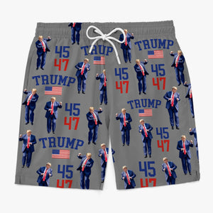 God Bless The Waves - US Patriotic Pride Tropical Hawaiian Aloha Men Beach Shorts