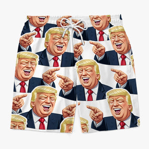 Laughing And Making Waves, Not Apologies - US Patriotic Pride Tropical Hawaiian Aloha Men Beach Shorts