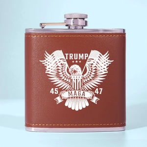 Power Doesn’t Apologize - US Patriotic Pride Hip Flask - Gift For Conservative Supporters