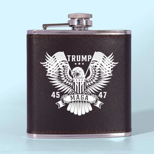 Power Doesn’t Apologize - US Patriotic Pride Hip Flask - Gift For Conservative Supporters