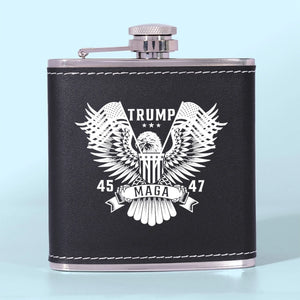 Power Doesn’t Apologize - US Patriotic Pride Hip Flask - Gift For Conservative Supporters
