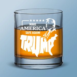 America Strong, One Pour At A Time - US Patriotic Pride Whiskey Glass - Gift For Conservative Supporters