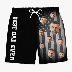 Custom Photo Greatest One Ever - US Patriotic Pride Tropical Hawaiian Aloha Men Beach Shorts