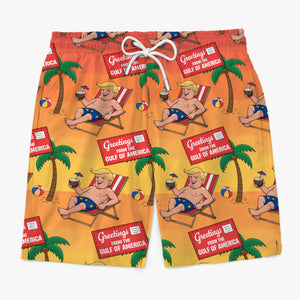 Cheers From The Most Free Coast - US Patriotic Pride Tropical Hawaiian Aloha Men Beach Shorts