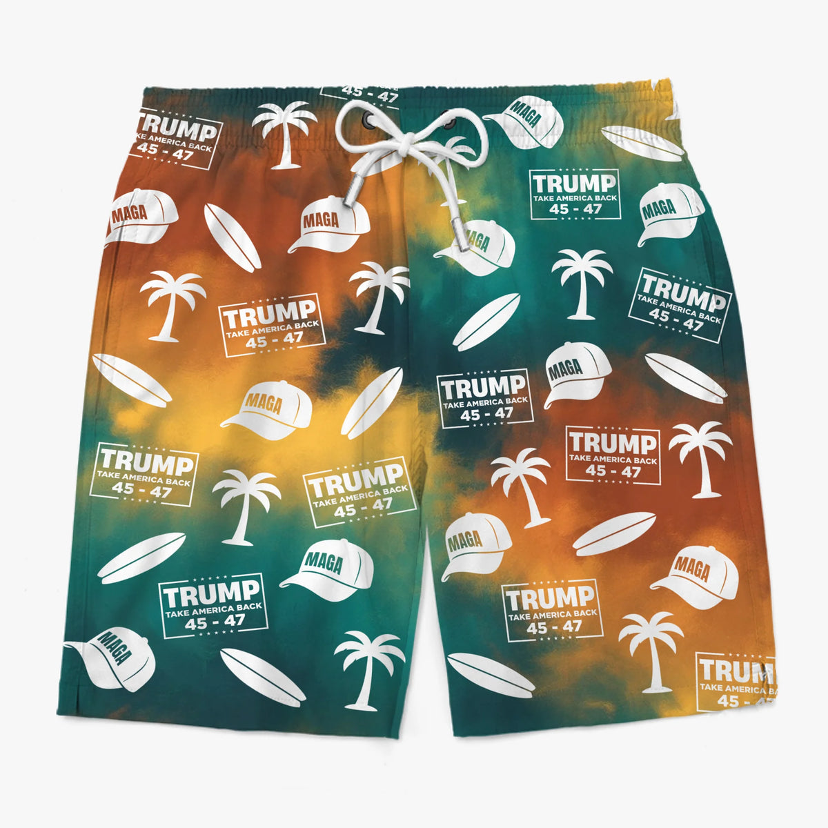 Good Vibes And Patriotic Tides - US Patriotic Pride Tropical Hawaiian Aloha Men Beach Shorts