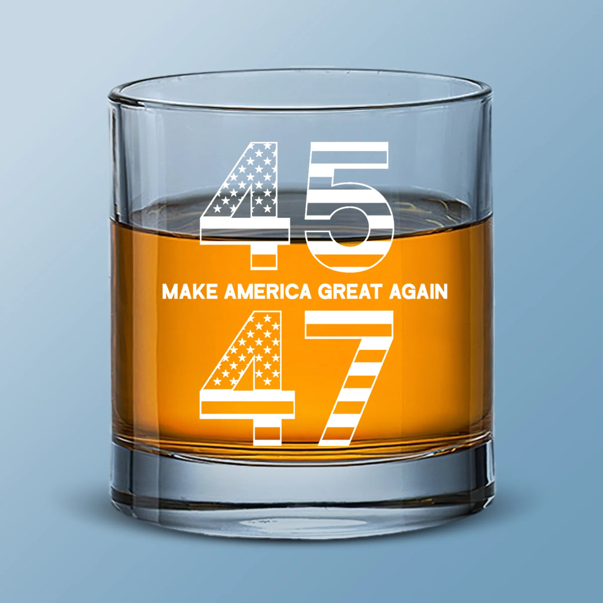 When 45 Returns, 47 Rises - US Patriotic Pride Whiskey Glass - Gift For Conservative Supporters