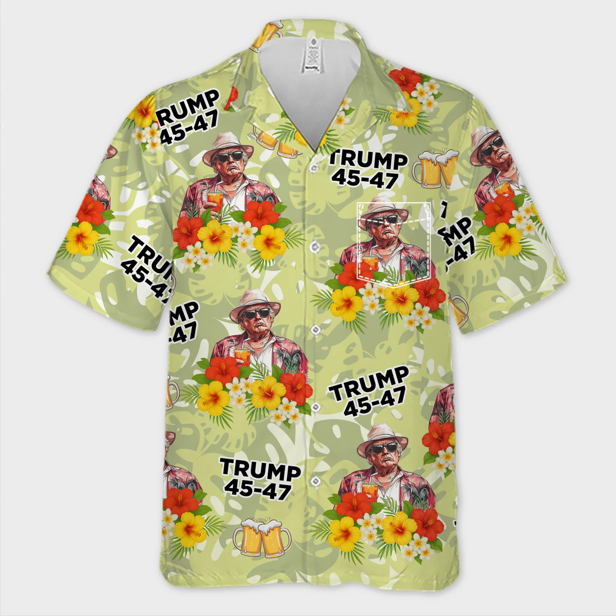 Hands Up And Get Your Drinks Up - US Patriotic Pride Unisex Tropical Hawaiian Aloha Shirt - Summer Vacation Gift For Conservative Supporters