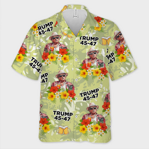 Hands Up And Get Your Drinks Up - US Patriotic Pride Unisex Tropical Hawaiian Aloha Shirt - Summer Vacation Gift For Conservative Supporters