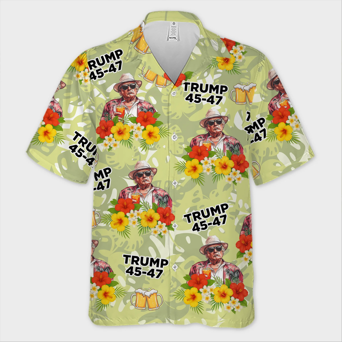 Hands Up And Get Your Drinks Up - US Patriotic Pride Unisex Tropical Hawaiian Aloha Shirt - Summer Vacation Gift For Conservative Supporters