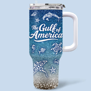 Liberty Soaks These Sands - US Patriotic Pride 40 Oz Stainless Steel Tumbler With Handle