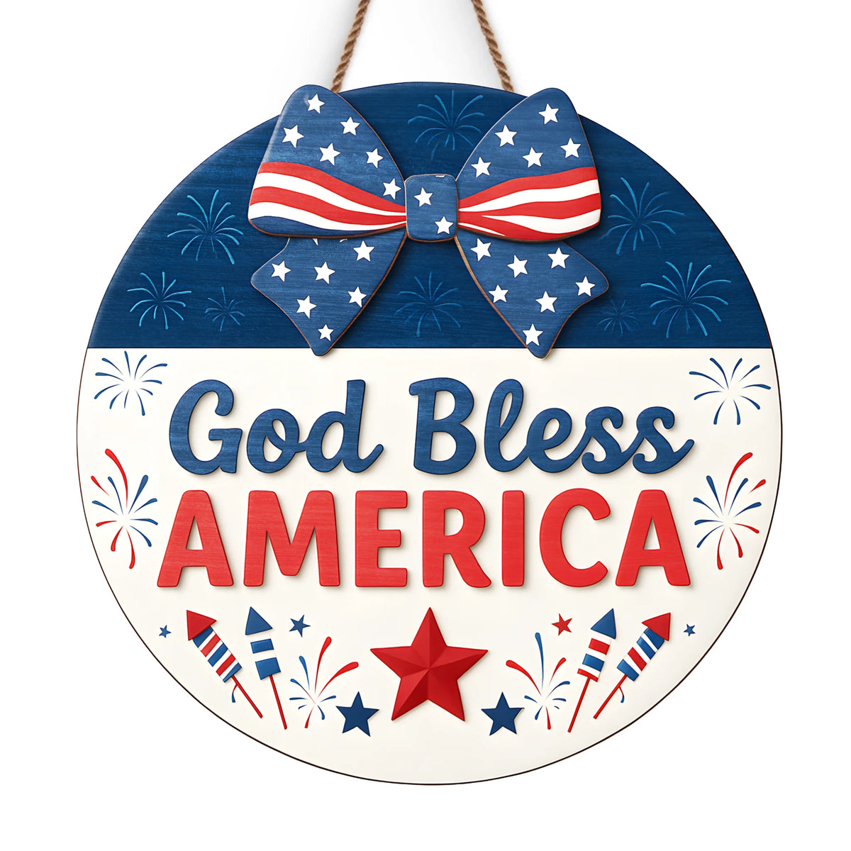 God Bless America - US Patriotic Pride Home Decor Wood Sign - 4th Of July, Gift For Conservative Supporters