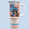 Red, White, And Feral - US Patriotic Pride 40 Oz Stainless Steel Tumbler With Handle - 4th Of July, Gift For Conservative Supporters