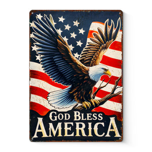 Freedom Soars Where Eagles Fly - US Patriotic Pride Home Decor Vertical Metal Sign - 4th Of July, Gift For Conservative Supporters