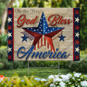 Republican State Yard Sign - US Patriotic Pride 4th Of July, Gifts For Conservative Supporters - God Bless This Land