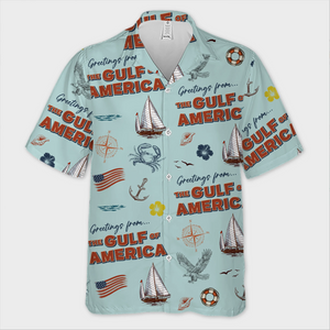 Gulf Of America Republican State Unisex Tropical Hawaiian Aloha Shirt - US Patriotic Pride Summer Vacation And Travel Gifts For Conservative Supporters - From Sea To Shining Chill