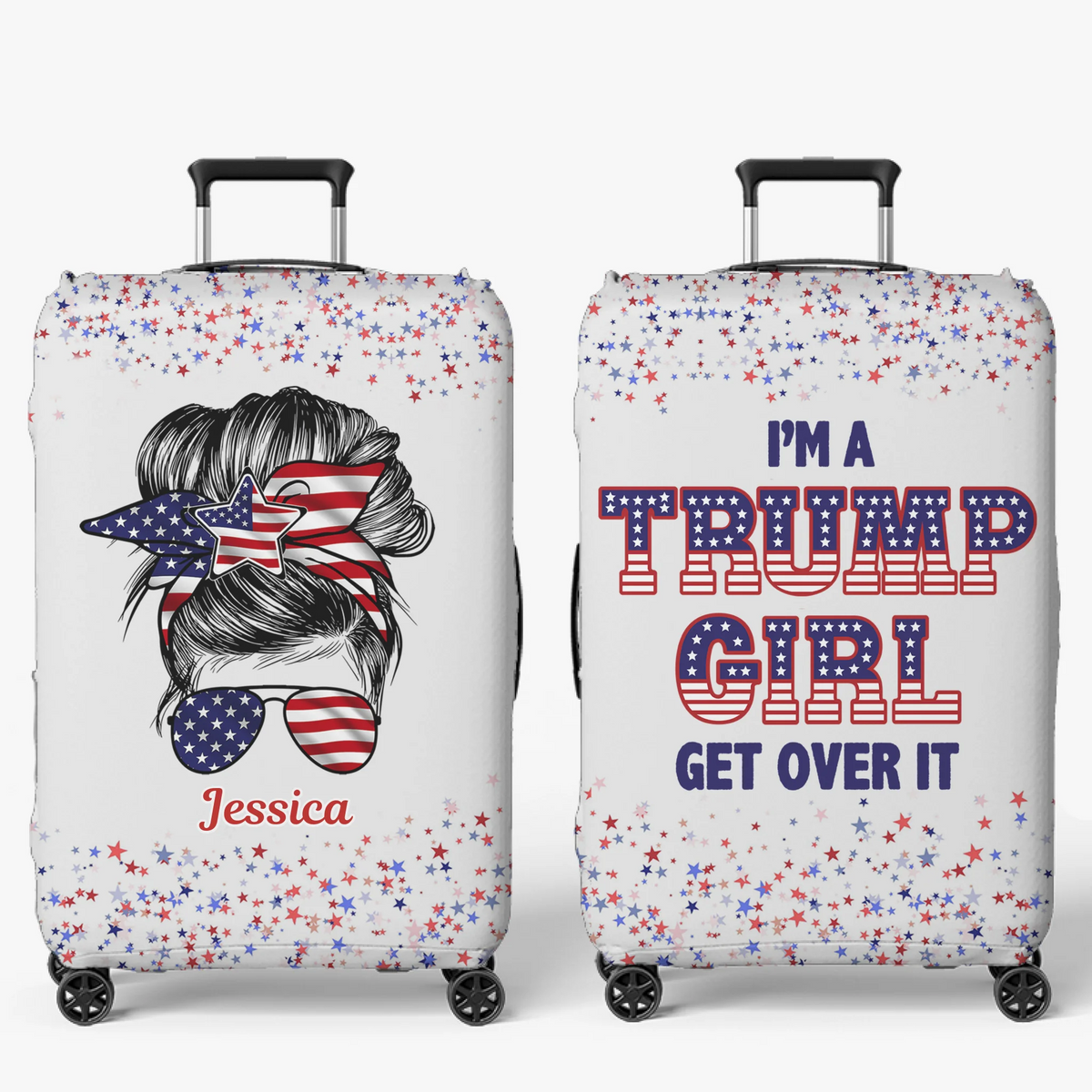 Republican State Luggage Cover - US Patriotic Pride Summer Vacation Gifts For Conservative Supporters, Travel Lovers, Best Friends, Sisters - Get Over It