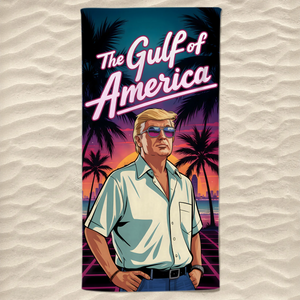 Gulf Of America Republican State Beach Towel - US Patriotic Pride Summer Gifts For Conservative Supporters, Travel Lovers - Coral Calm, Constitution Strong