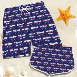 45 47 Republican State Tropical Hawaiian Aloha Couple Beach Shorts - US Patriotic Pride Summer Gifts For Conservative Supporters - Seas The Freedom