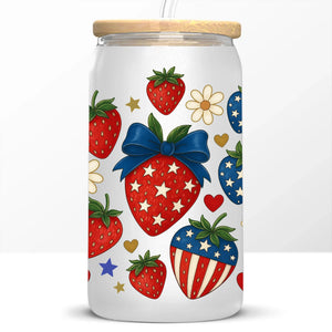 Republican State Glass Cup, Iced Coffee Cup - US Patriotic Pride Gifts For Conservative Supporters - Strawberry State of Mind