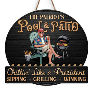 Republican State Wood Sign - US Patriotic Pride Gifts For Conservative Supporters - Chillin' Like A President