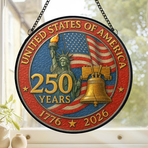 Republican State Stained Glass Window Hanging Suncatcher - US Patriotic Pride Gifts For Conservative Supporters - Centuries Strong, Still Standing