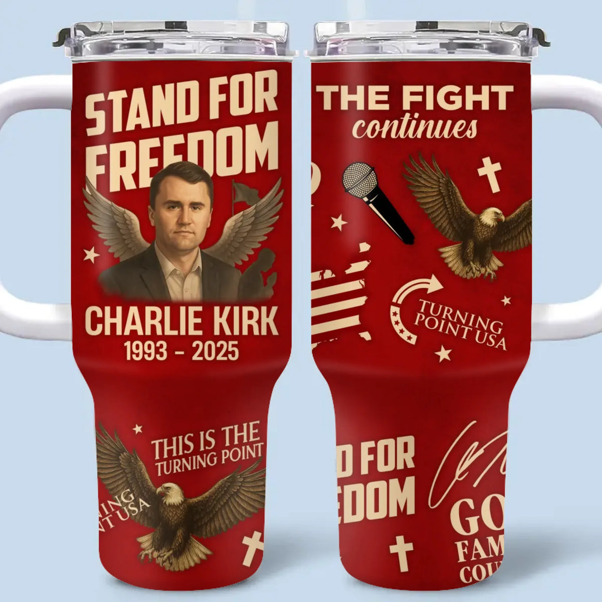 Republican State 40 Oz Stainless Steel Tumbler With Handle - US Patriotic Pride Gifts For Conservative Supporters, CK Legacy Edition - We The People Stand For Freedom