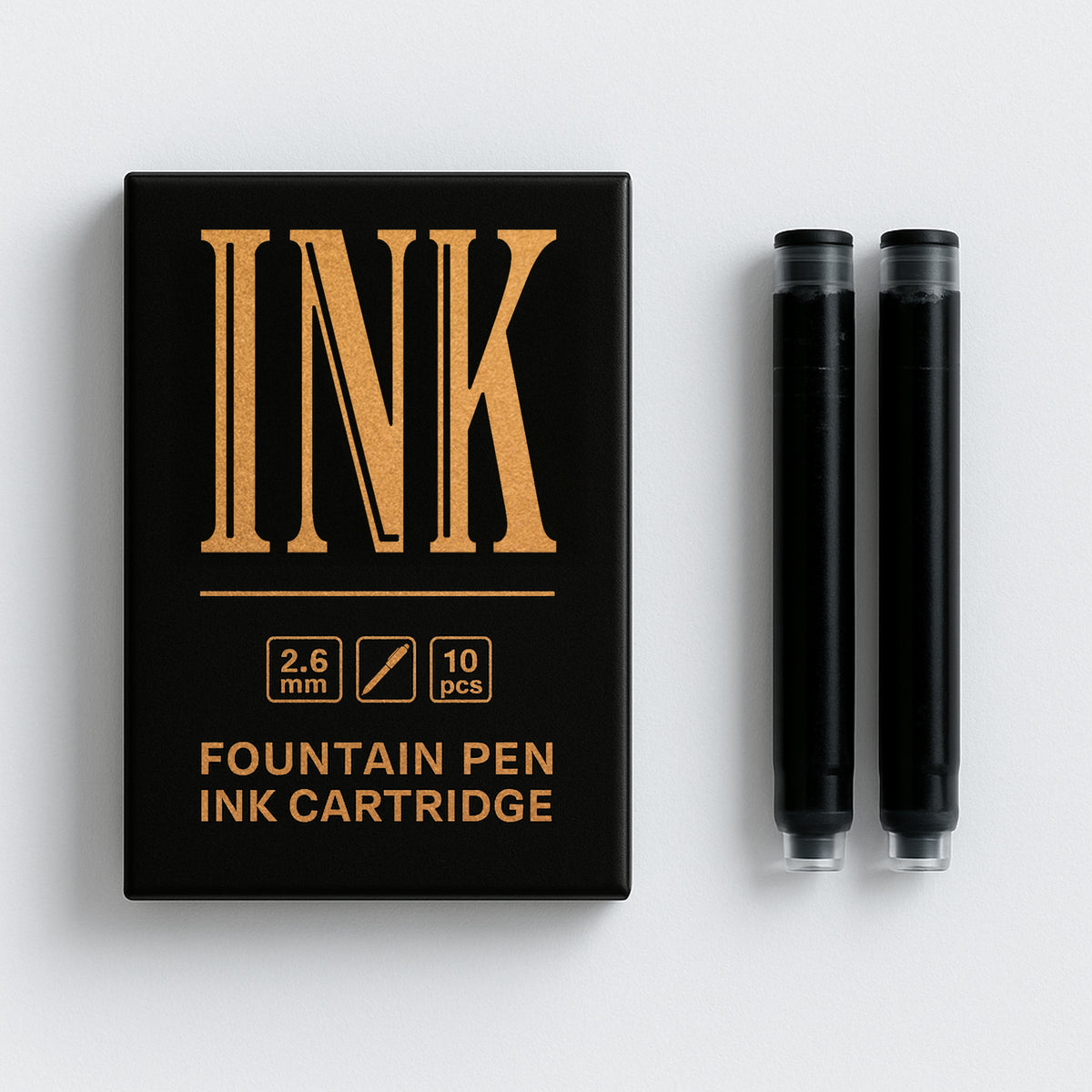 Republican State 2.6mm Fountain Pen Ink Cartridges - Pack Of 10 Black Refills