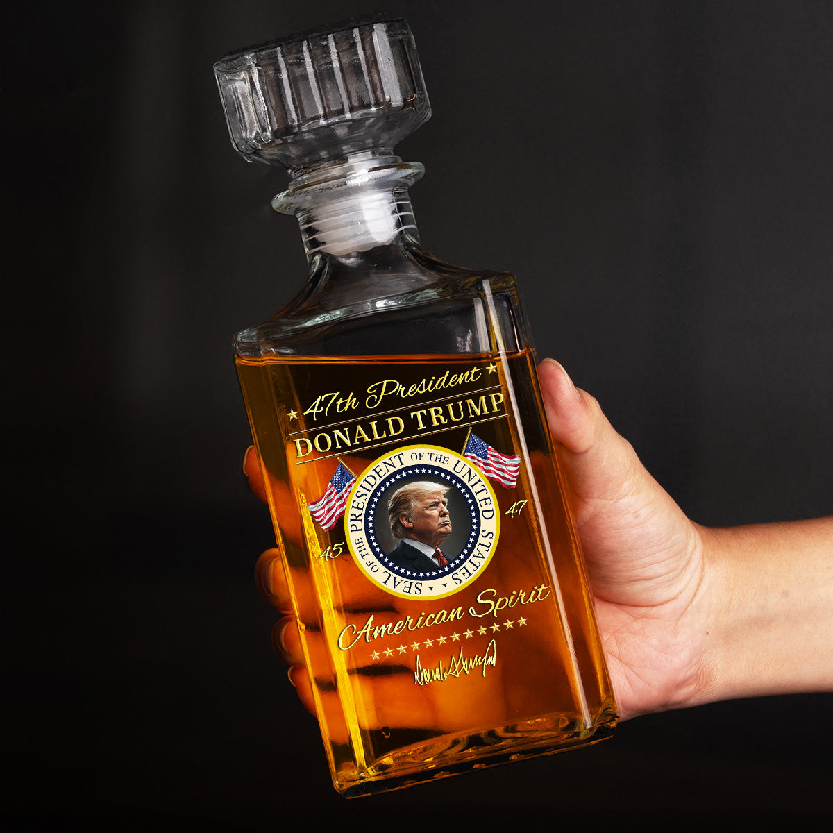 Crafted For Champions - US Patriotic Pride Glass Whiskey Bottle